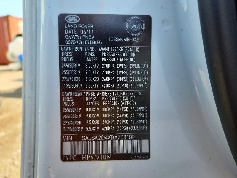 Photo 14 from auction – 2011 LAND ROVER RANGE ROVER SPORT with VIN SALSK2D4XBA708192