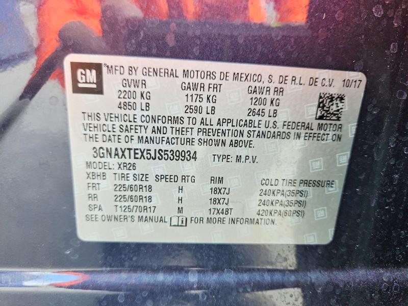 Photo 14 from auction – 2018 CHEVROLET EQUINOX with VIN 3GNAXTEX5JS539934