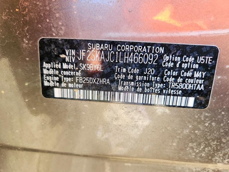 Photo 14 from auction – 2020 SUBARU FORESTER with VIN JF2SKAJC1LH466092