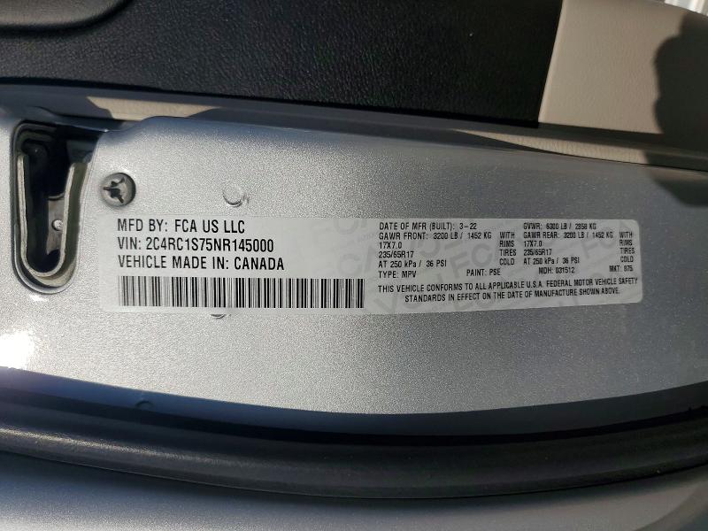 Photo 14 from auction – 2022 CHRYSLER PACIFICA with VIN 2C4RC1S75NR145000