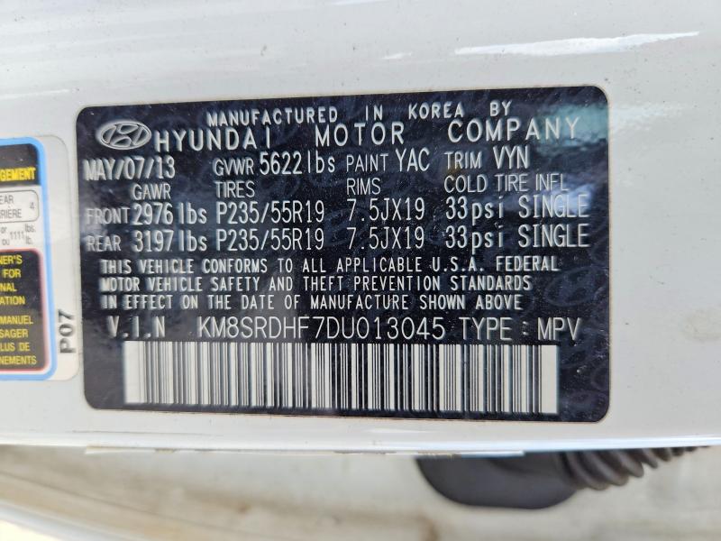 Фото 14 с аукциона – 2013 HYUNDAI SANTA FE с VIN KM8SRDHF7DU013045