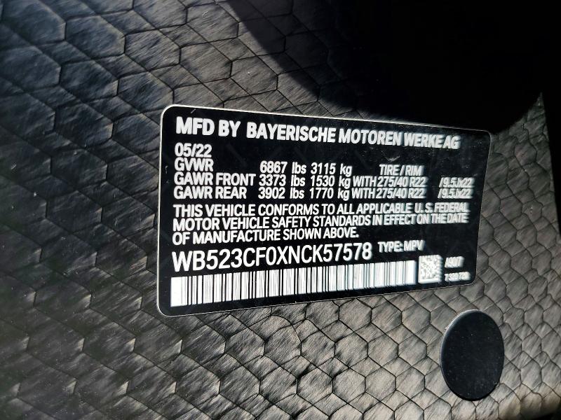 Photo 14 from auction – 2022 BMW IX with VIN WB523CF0XNCK57578
