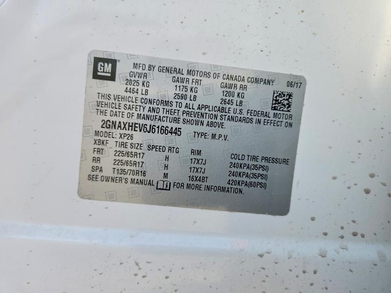 Photo 14 from auction – 2018 CHEVROLET EQUINOX with VIN 2GNAXHEV6J6166445