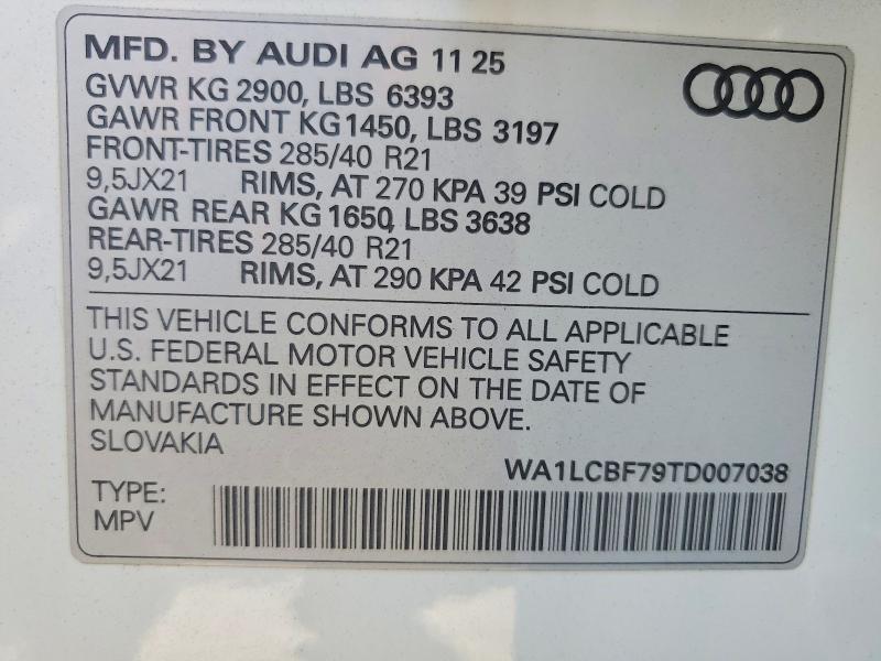 Photo 14 from auction – 2026 AUDI Q7 with VIN WA1LCBF79TD007038