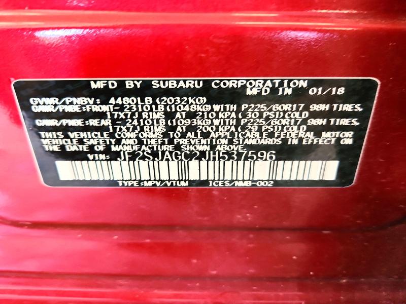 Foto 14 de la subasta – 2018 SUBARU FORESTER con VIN JF2SJAGC2JH537596