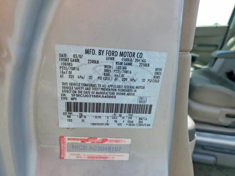 Photo 14 from auction – 2008 FORD ESCAPE with VIN 1FMCU03168KA45669