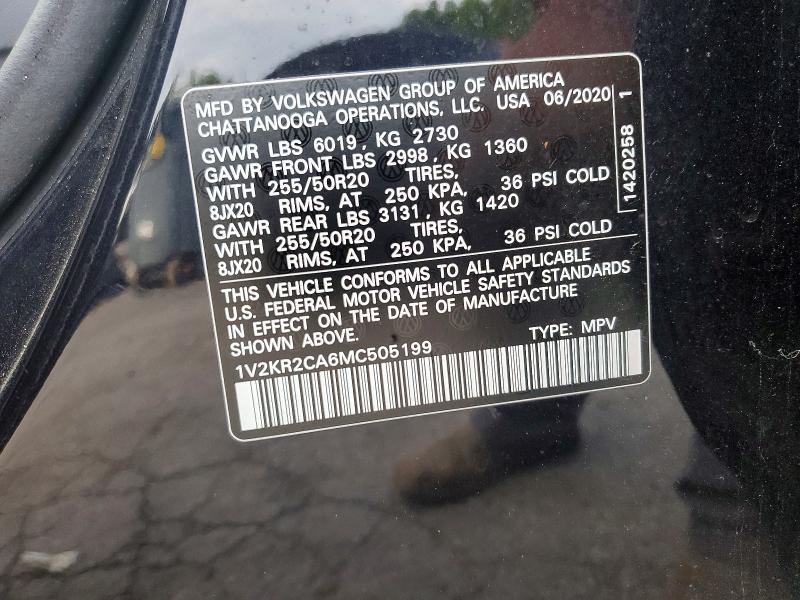 Photo 14 from auction – 2021 VOLKSWAGEN ATLAS with VIN 1V2KR2CA6MC505199