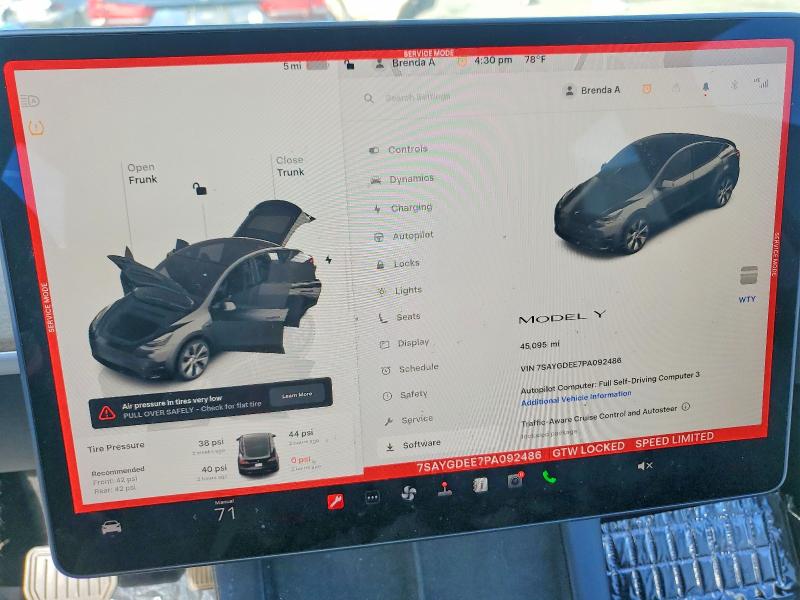 Photo 9 from auction – 2023 TESLA MODEL Y with VIN 7SAYGDEE7PA092486