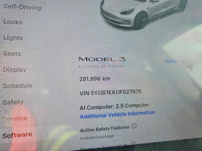 Photo 9 from auction – 2018 TESLA MODEL 3 with VIN 5YJ3E1EA1JF027975