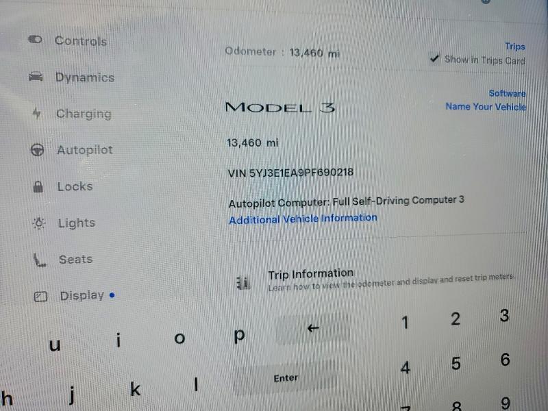 Photo 9 from auction – 2023 TESLA MODEL 3 with VIN 5YJ3E1EA9PF690218