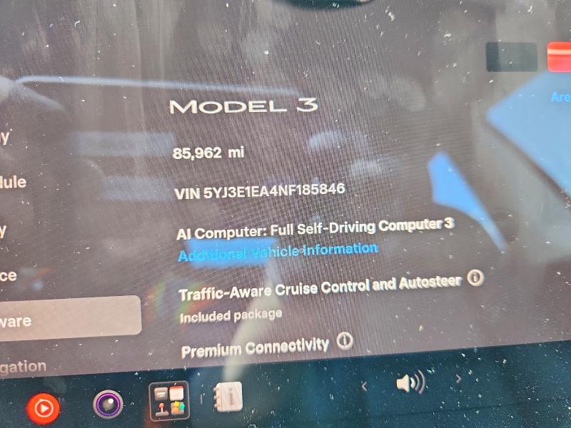 Photo 9 from auction – 2022 TESLA MODEL 3 with VIN 5YJ3E1EA4NF185846