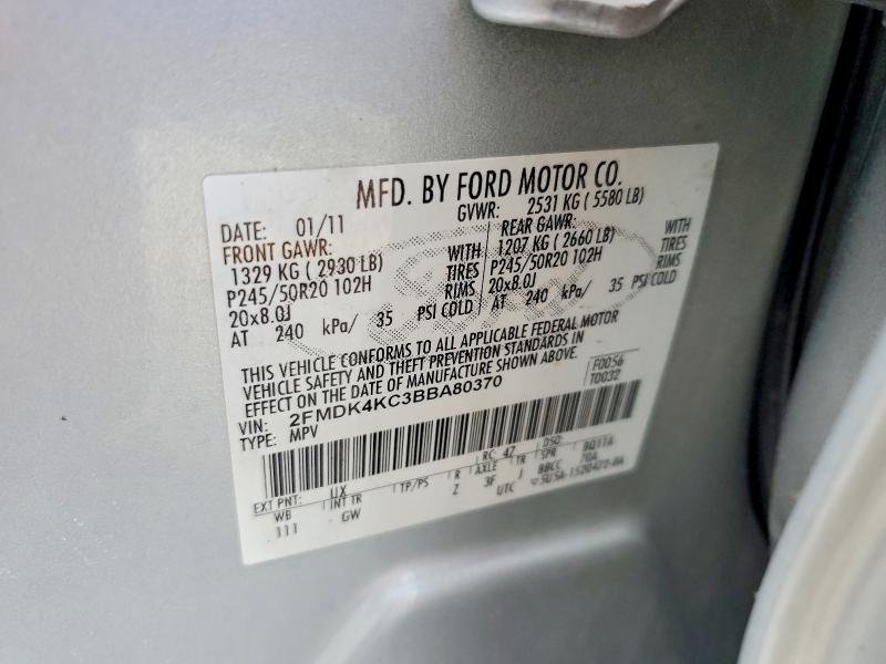 Photo 14 from auction – 2011 FORD EDGE with VIN 2FMDK4KC3BBA80370