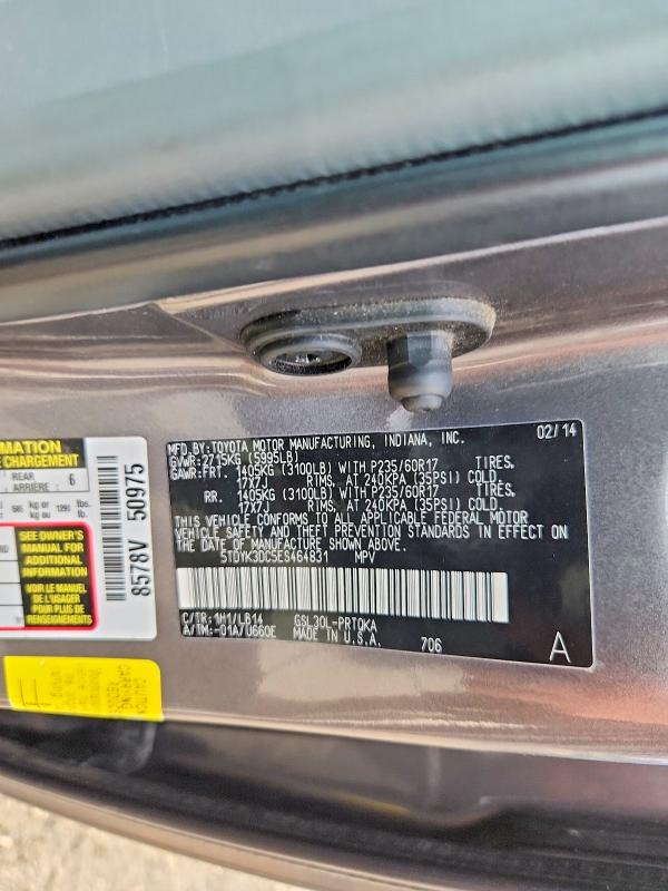 Photo 14 from auction – 2014 TOYOTA SIENNA with VIN 5TDYK3DC5ES464831