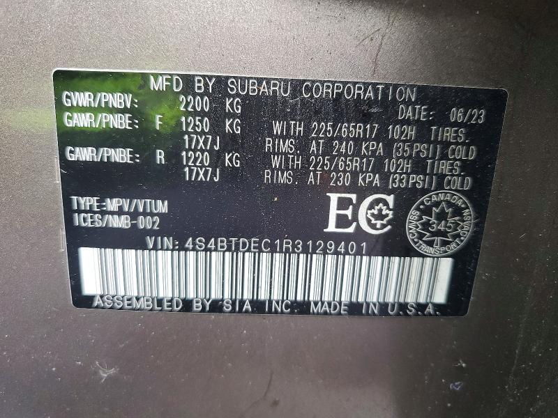 Photo 14 from auction – 2024 SUBARU OUTBACK with VIN 4S4BTDEC1R3129401