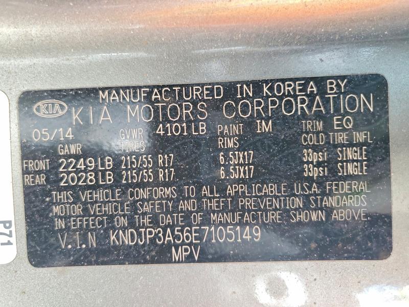 Photo 14 from auction – 2014 KIA SOUL with VIN KNDJP3A56E7105149