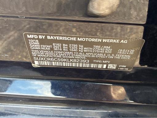 Photo 10 from auction – 2019 BMW X5 with VIN 5UXCR6C59KLK82393