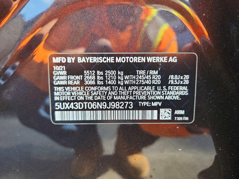 Foto 14 de la subasta – 2022 BMW X4 con VIN 5UX43DT06N9J98273