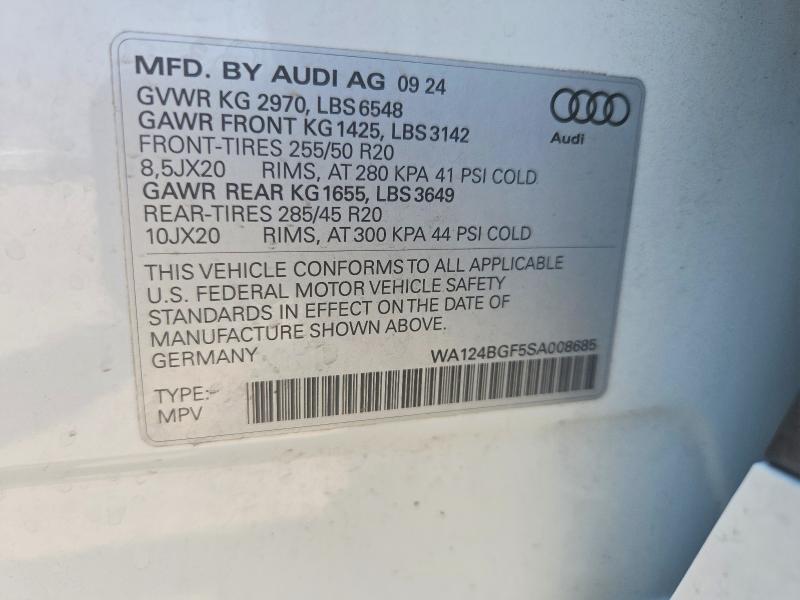 Photo 14 from auction – 2025 AUDI Q6 E-TRON with VIN WA124BGF5SA008685