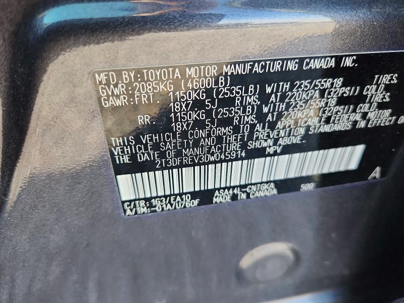 Photo 14 from auction – 2013 TOYOTA RAV4 with VIN 2T3DFREV3DW045914