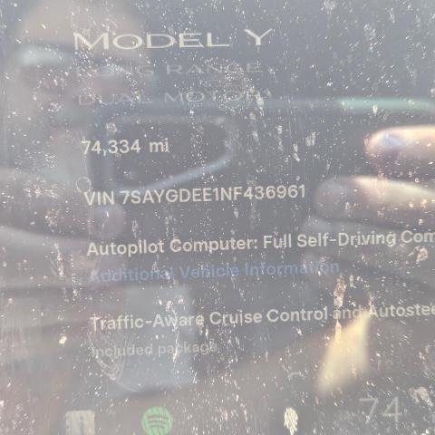 Photo 9 from auction – 2022 TESLA MODEL Y with VIN 7SAYGDEE1NF436961