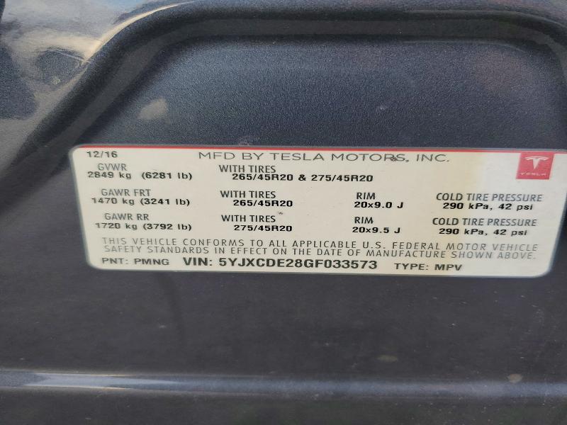 Фото 14 с аукциона – 2016 TESLA MODEL X с VIN 5YJXCDE28GF033573