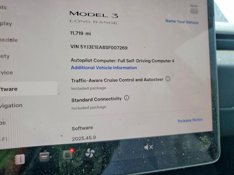 Photo 9 from auction – 2025 TESLA MODEL 3 with VIN 5YJ3E1EA8SF007269