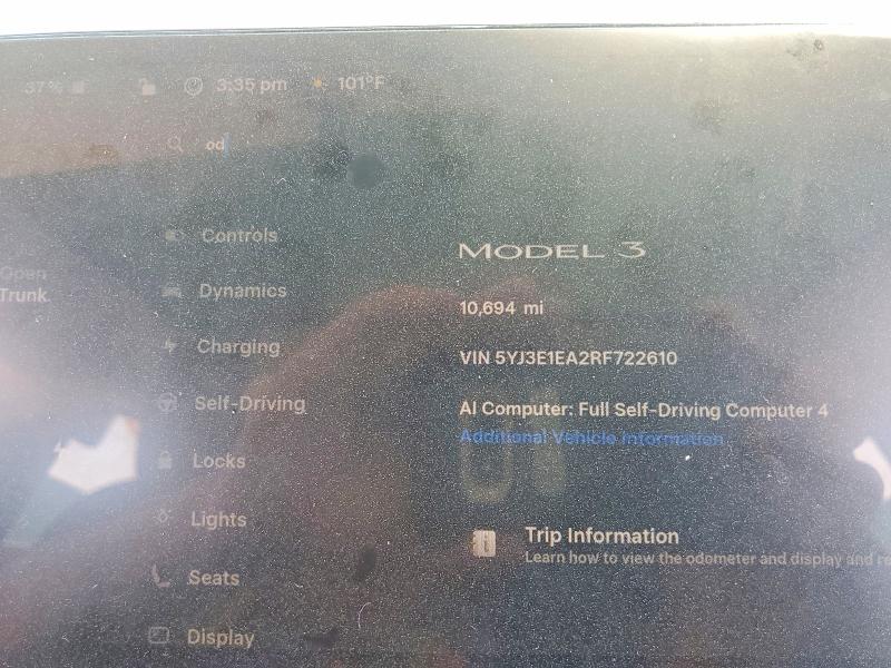 Снимка 9 от търг – 2024 TESLA MODEL 3 с VIN 5YJ3E1EA2RF722610