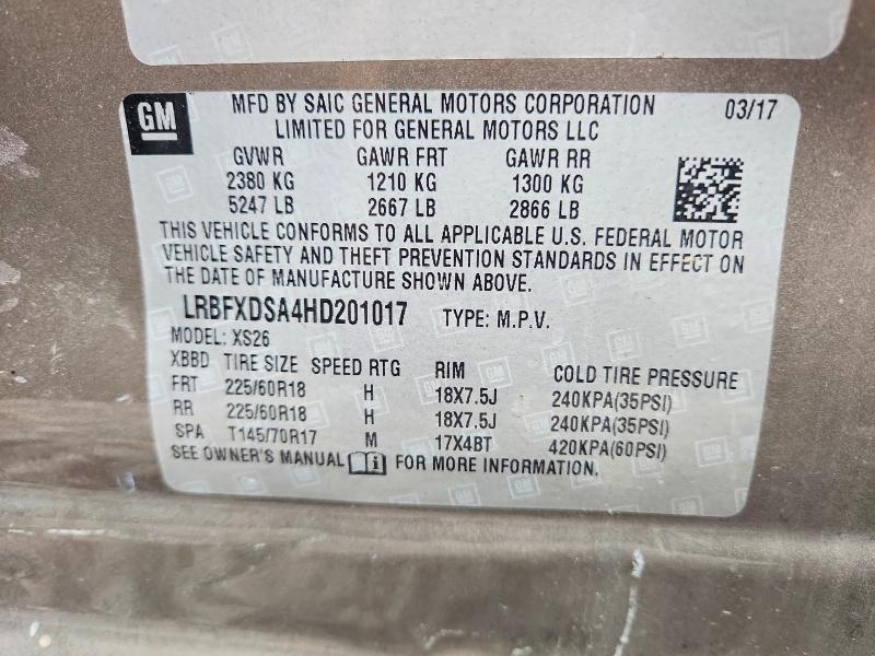 Photo 14 from auction – 2017 BUICK ENVISION with VIN LRBFXDSA4HD201017