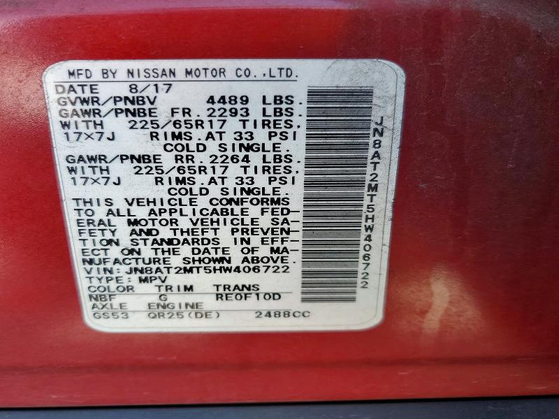 Photo 14 from auction – 2017 NISSAN ROGUE with VIN JN8AT2MT5HW406722