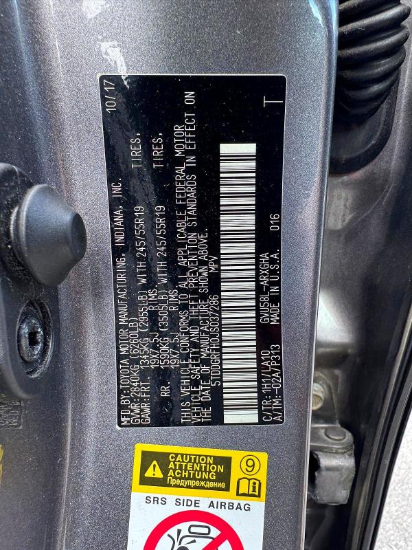 Photo 15 from auction – 2018 TOYOTA HIGHLANDER HYBRID with VIN 5TDDGRFH0JS037286