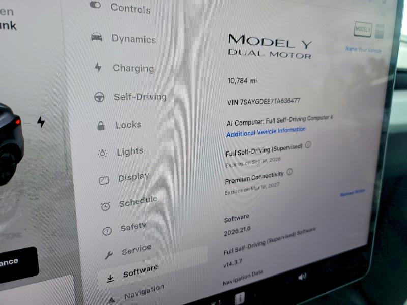 Photo 9 from auction – 2026 TESLA MODEL Y with VIN 7SAYGDEE7TA636477