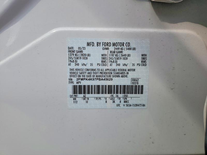 Photo 14 from auction – 2023 FORD EDGE with VIN 2FMPK4K97PBA45629