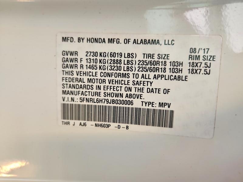 Photo 14 from auction – 2018 HONDA ODYSSEY with VIN 5FNRL6H79JB030006