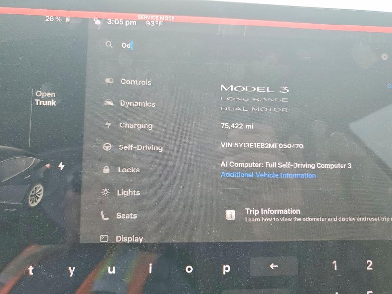 Photo 9 from auction – 2021 TESLA MODEL 3 with VIN 5YJ3E1EB2MF050470