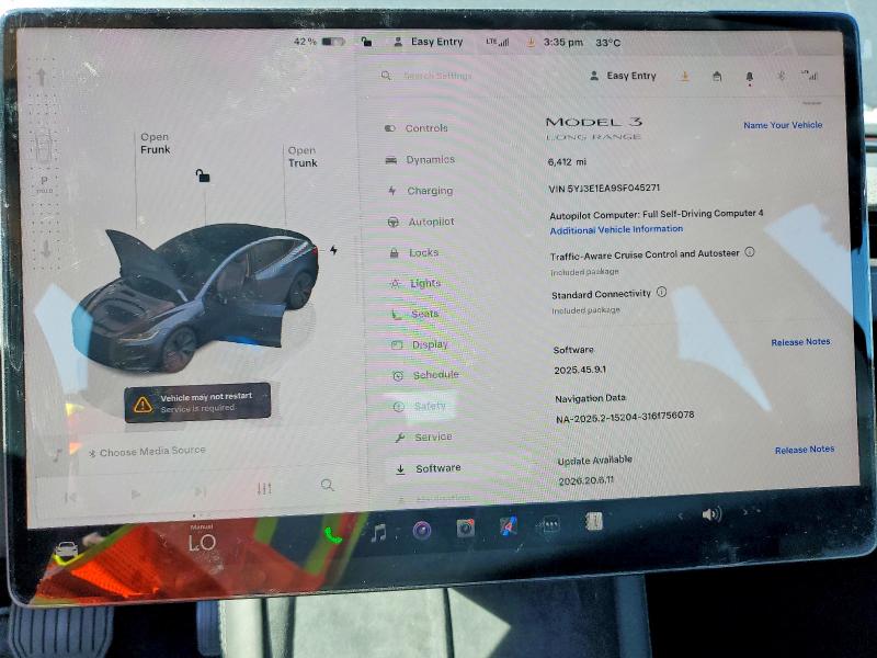 Photo 9 from auction – 2025 TESLA MODEL 3 with VIN 5YJ3E1EA9SF045271