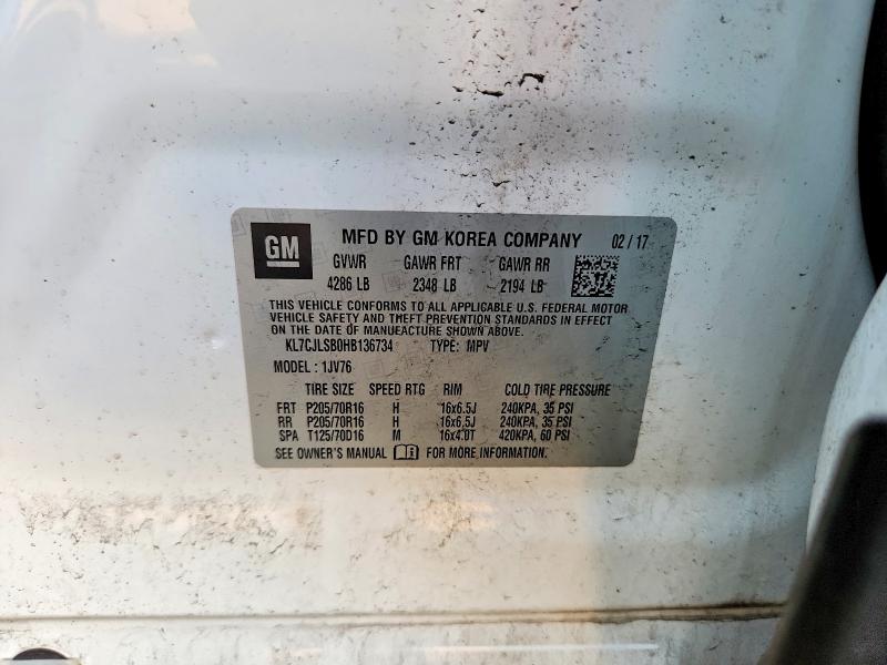 Photo 14 from auction – 2017 CHEVROLET TRAX with VIN KL7CJLSB0HB136734