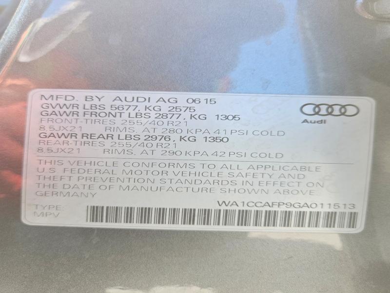 Photo 14 from auction – 2016 AUDI SQ5 with VIN WA1CCAFP9GA011513