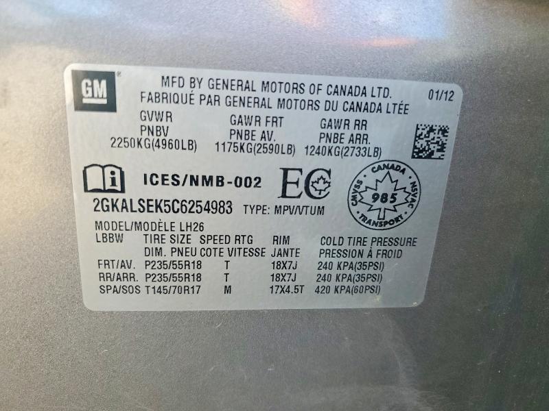 Photo 14 from auction – 2012 GMC TERRAIN with VIN 2GKALSEK5C6254983