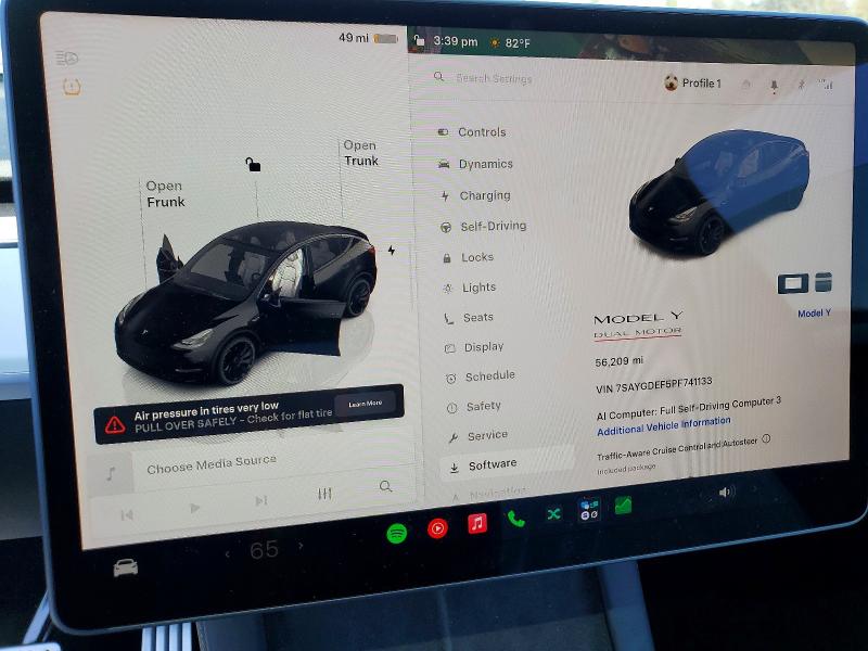 Photo 9 from auction – 2023 TESLA MODEL Y with VIN 7SAYGDEF5PF741133