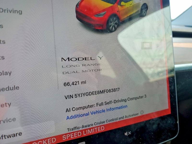 Photo 9 from auction – 2021 TESLA MODEL Y with VIN 5YJYGDEE8MF063817