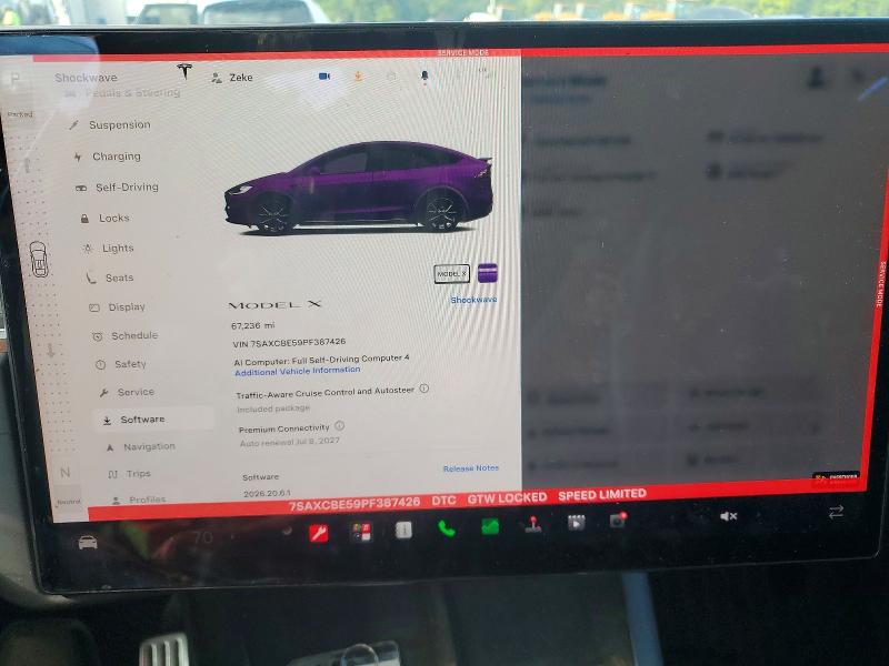 Photo 9 from auction – 2023 TESLA MODEL X with VIN 7SAXCBE59PF387426