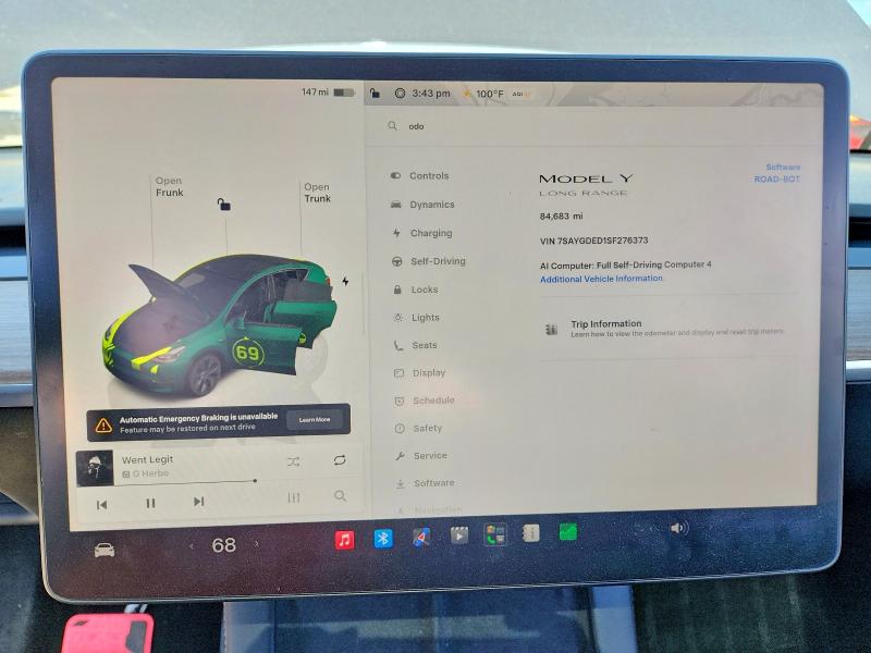 Photo 9 from auction – 2025 TESLA MODEL Y with VIN 7SAYGDED1SF276373