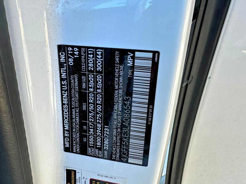 Photo 10 from auction – 2020 MERCEDES-BENZ GLS with VIN 4JGFF5KE3LA086543