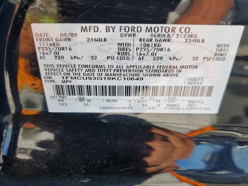 Photo 14 from auction – 2009 FORD ESCAPE with VIN 1FMCU93G19KC10649
