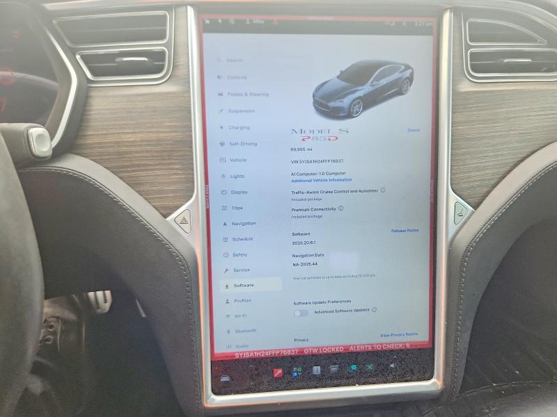 Photo 9 from auction – 2015 TESLA MODEL S with VIN 5YJSA1H24FFP76837
