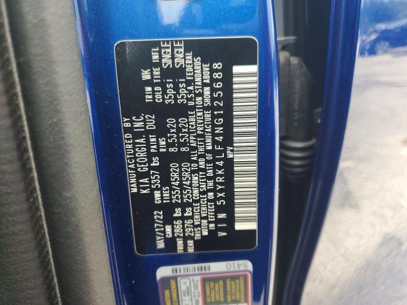 Photo 14 from auction – 2022 KIA SORENTO with VIN 5XYRK4LF4NG125688
