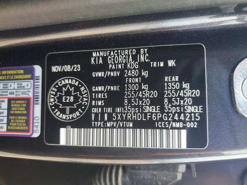 Photo 14 from auction – 2023 KIA SORENTO with VIN 5XYRHDLF6PG244215