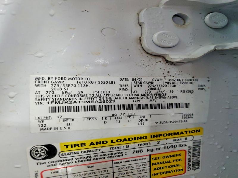 Photo 14 from auction – 2021 FORD EXPEDITION with VIN 1FMJK2AT9MEA26023