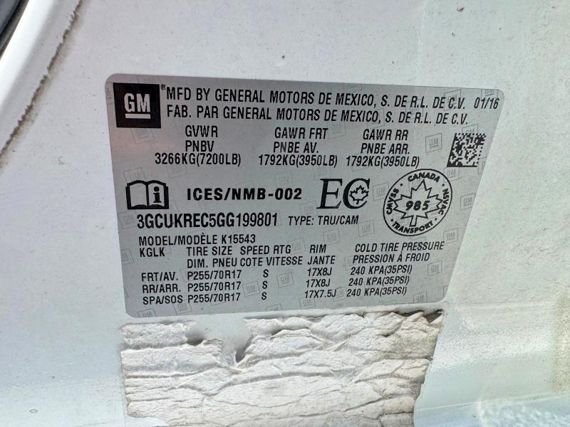 Photo 12 from auction – 2016 CHEVROLET SILVERADO with VIN 3GCUKREC5GG199801