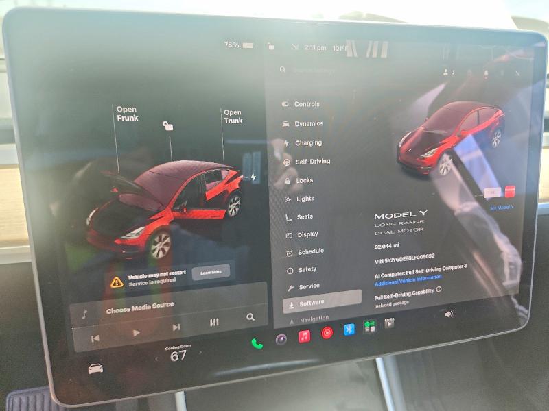 Photo 9 from auction – 2020 TESLA MODEL Y with VIN 5YJYGDEE8LF009092